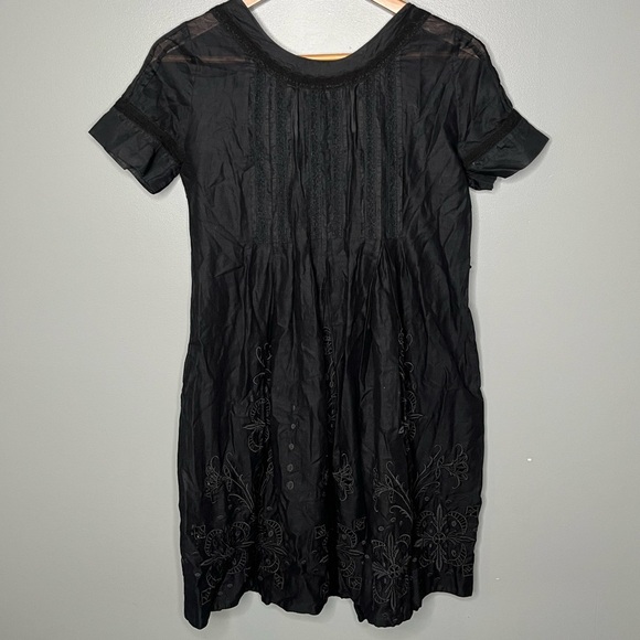 Anthropologie x Lithe Square Neck Pintuck Eyelet Dress Sheer Whimsigoth Boho - Picture 3 of 9